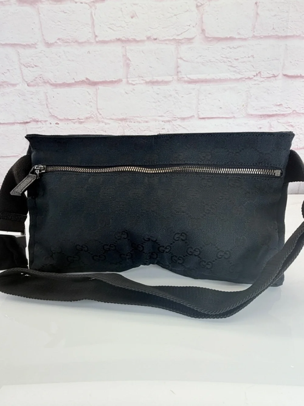 Gucci Black Monogram Double Gg Fanny Waist Belt Bag